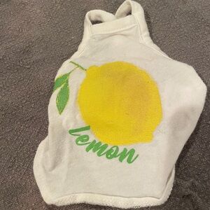 White Tank Top with Lemon Print Dog XS Teacup Clothes Louisdog